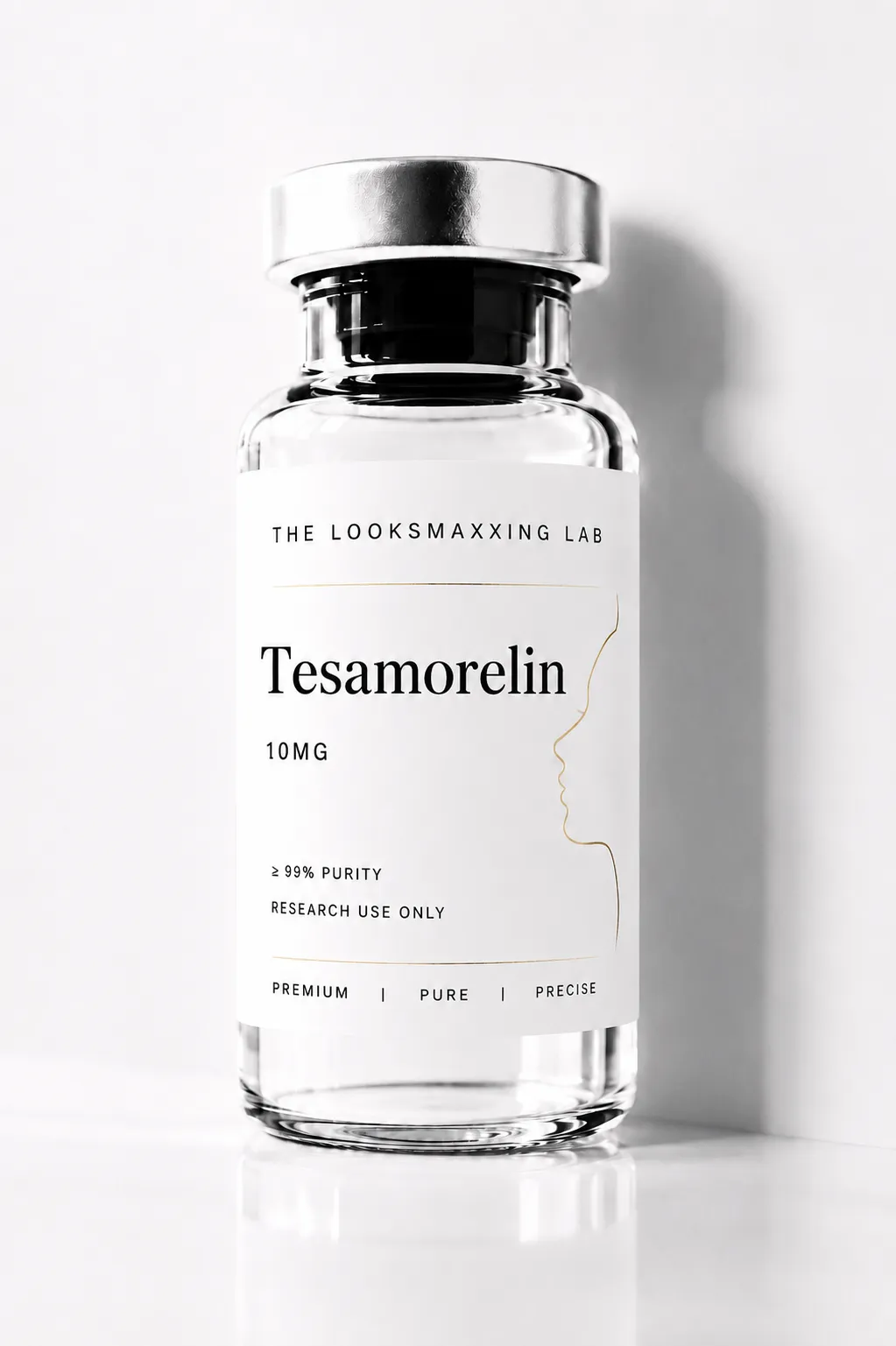 Tesamorelin research peptide vial — alternate view